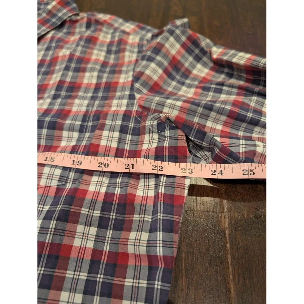 Banana Republic Shirt Mens Large Red Blue Plaid Long Sleeve‎ Button Down Casual
